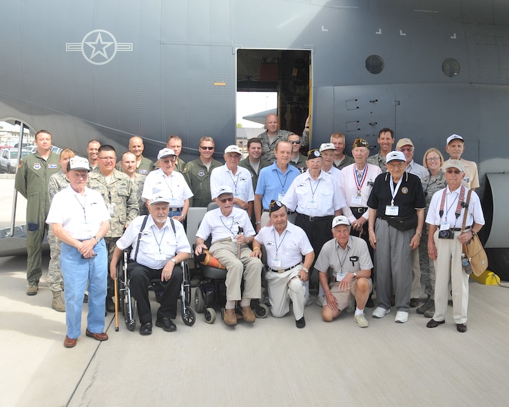 “Carpetbaggers” from the 801st Bombardment Group and 492nd Bombardment Group toured 58th Special Operations Wing aircraft Sept. 7. Under the codename “Operation Carpetbagger,” aircrews flew secret night missions over occupied Europe during World War II dropping a variety of supplies to resistance forces in Europe. Supplies included weapons, ammunition, food, clothing and many other daily necessities. From January 1944 to May 1945, they completed 1,860 sorties and delivered 20,495 containers and 11,174 packages to resistance forces in western and northwestern Europe. (Photo by Todd Berenger)