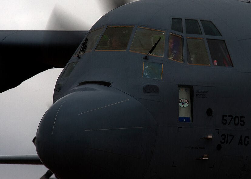 The newest C-130J Super Hercules taxies down the flightline Sept. 13, 2012, at Dyess Air Force Base, Texas. The aircraft was delivered by U.S. Air Force Brig. Gen. Lee Levy, Headquarters Air Mobility Command director of logistics. This is the 23rd C-130J of 28 to be delivered to Dyess by 2013, replacing the current legacy fleet of C-130H models. Once the final aircraft is delivered, Dyess will be home to the largest C-130J fleet in the world. (U.S. Air Force photo by Airman 1st Class Damon Kasberg/ Released)