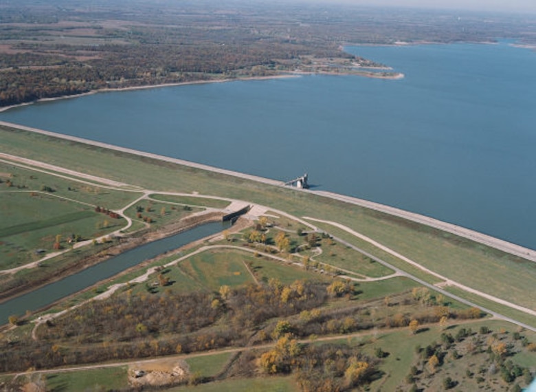 Aerial photography of Perry Lake Dam