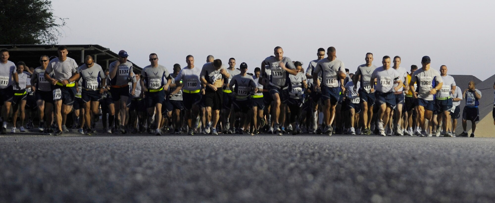 SOUTHWEST ASIA – Over 200 Airmen, Sailors and Soldiers participated in the Air Force Marathon here Sept. 15. Members could register to run the 10K or half-marathon. This year marked the 6th year the Air Force has sanctioned races at deployed locations. (U.S. Air Force photo/Staff Sgt. Alexandra M. Boutte)