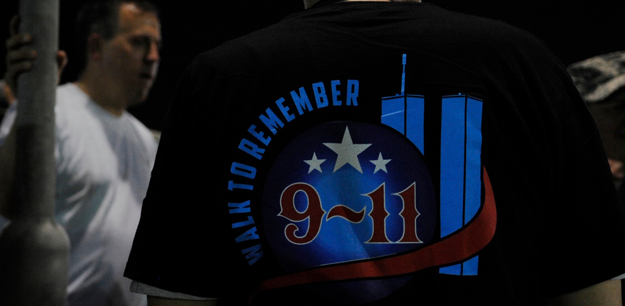 SOUTHWEST ASIA – Members of the 386th Air Expeditionary Wing and joint forces take a Walk to Remember after the 9/11 Memorial Ceremony Sept. 11. The one-mile walk is to remember the fallen emergency service members and civilians who died on Sept. 11, 2001. (U.S. Air Force photo/Staff Sgt. Alexandra M. Boutte)