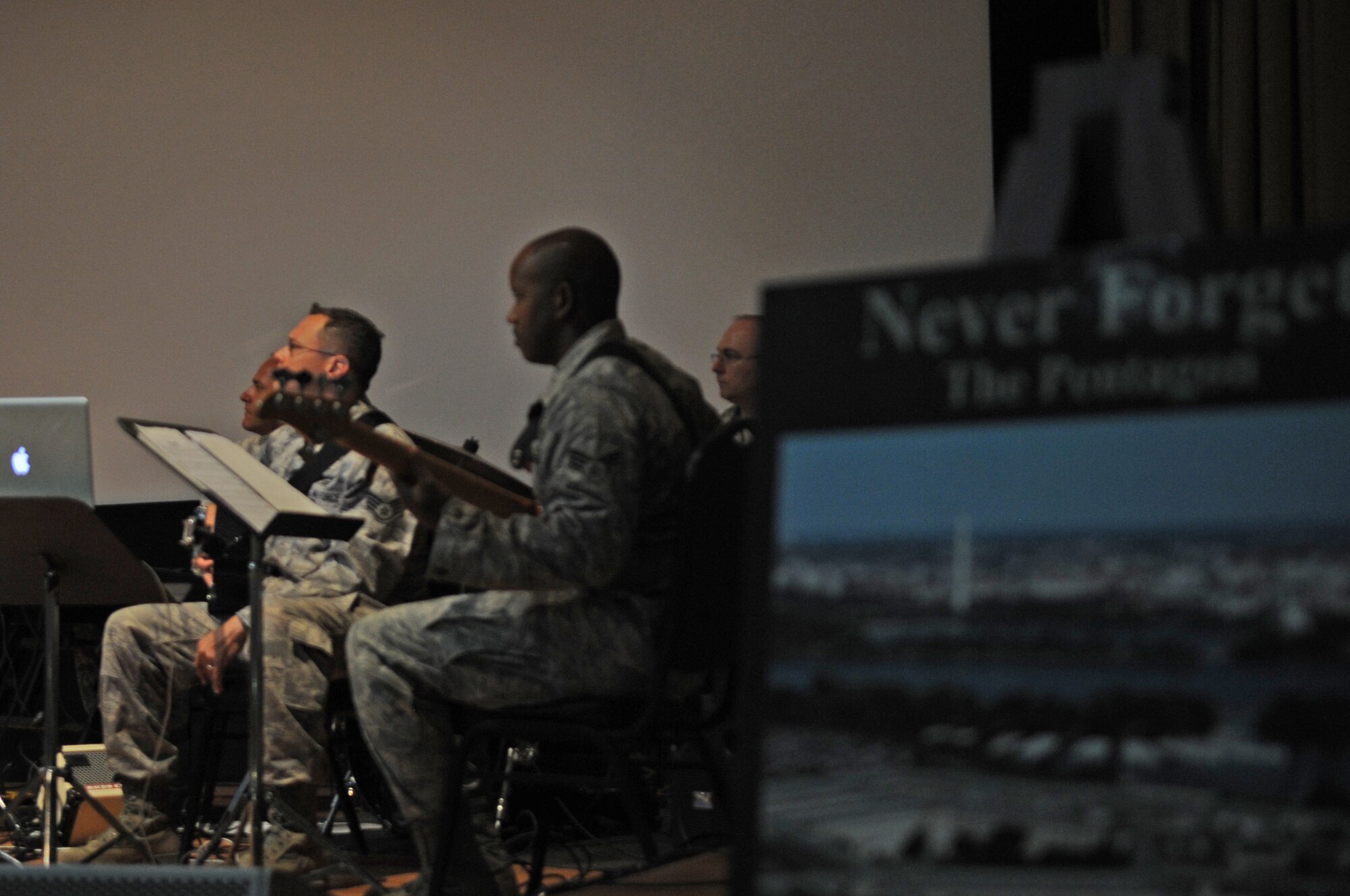 SOUTHWEST ASIA – The U.S. Air Forces Central Band Top Flight performs musical melodies during the 9/11 Memorial Ceremony at the Rock Theater Sept. 11. (U.S. Air Force photo/Staff Sgt. Alexandra M. Boutte)
