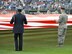 Kansas City, Mo. – Airmen of the 509th Bomb Wing present the American flag during the playing of the “Star-Spangled Banner”  at Kauffman Stadium during pregame activities at Armed Forces Day hosted by the Kansas City Royals Sept. 15 (U.S. Air Force photo by Tech. Sgt. Kent Kagarise/Released).