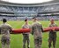 Kansas City, Mo. – Airmen of the 509th Bomb Wing prepare to present the American flag before the playing of the “Star-Spangled Banner”  at Kauffman Stadium during pregame activities at Armed Forces Day hosted by the Kansas City Royals Sept. 15 (U.S. Air Force photo by Tech. Sgt. Kent Kagarise/Released).