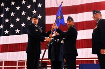During the change of command ceremony for the 482nd Operations Support Squadron,  Lt. Col. Robert R. Tofil relieved Lt. Col. John G. Poor,  Sept. 8. (U.S. Air Force photo/ Staff Sgt. Lou Burton, 482nd Fighter Wing Public Affairs.)