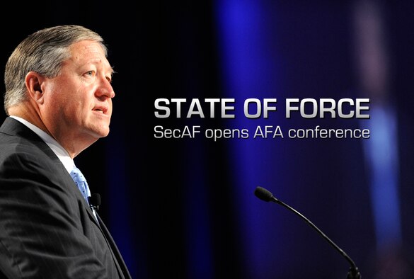 Secretary of the Air Force Michael Donley delivers his keynote address during the Air Force Association's Air & Space Conference and Technology Exposition in Washington, D.C., on Sept. 17, 2012. (U.S. Air Force photo/Scott M. Ash) 

