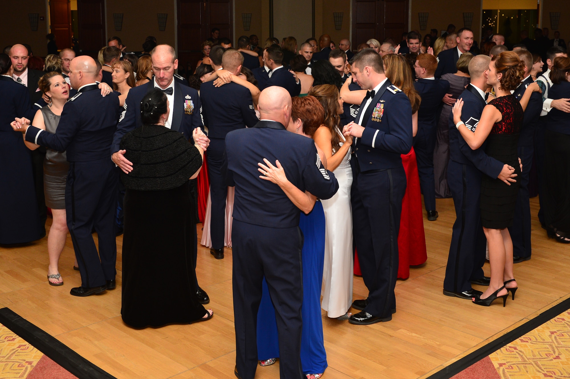 Couples dance after the formalities of the Air Force Ball at the Civic Center in Clovis, N.M., Sept. 15, 2012. The Air Force Ball is an annual Air Force-wide tradition to celebrate the heritage and history of the Air Force. (U.S. Air Force photo/Airman 1st Class Eboni Reece)