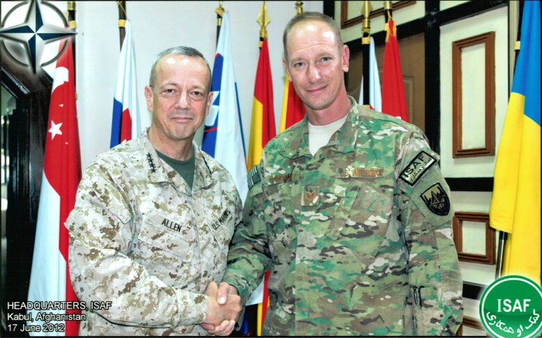 Staff Sgt. Rudolph Lonk, a Cutchogue resident and 106th Rescue Wing member, with General John Allen, commander of Coalition Forces in Afghanistan. 