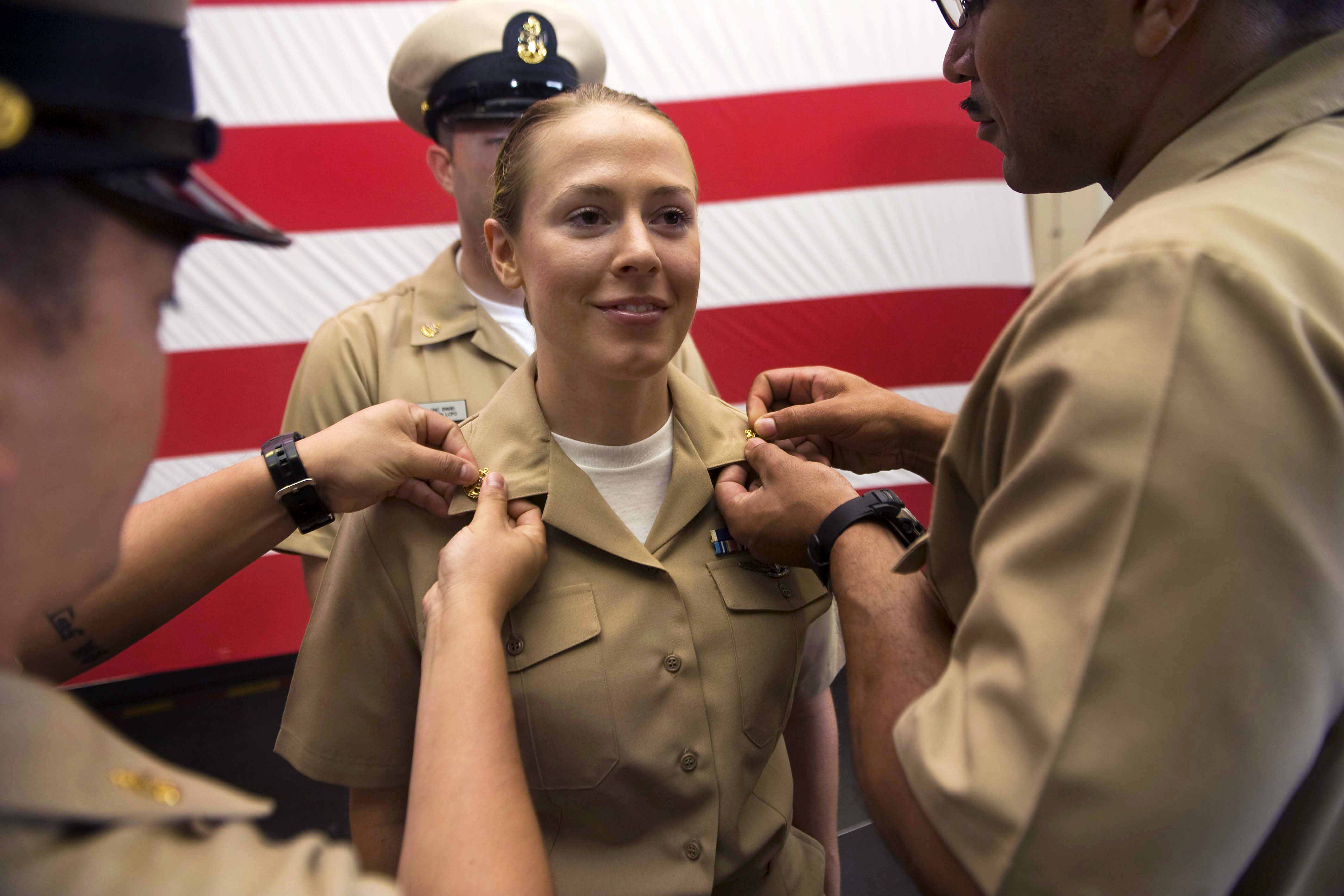 U S Navy Chief Petty Officer Doris Koch Is Pinned During A Chief s 