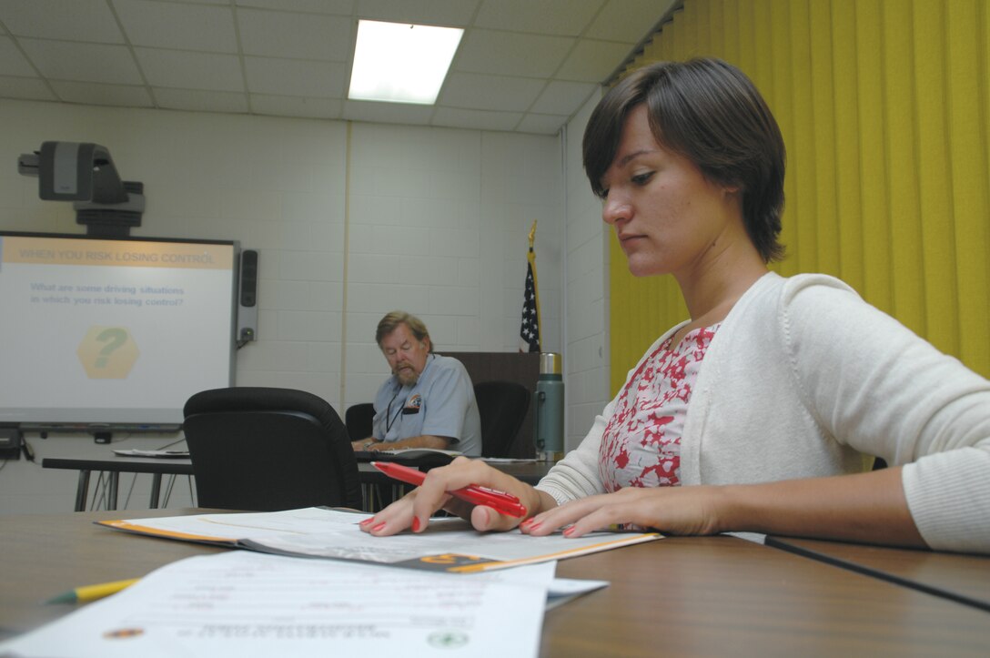 Rachel Crew attends an Alive at 25 class at the Civilian Human Resources Office-Southeast, recently.
