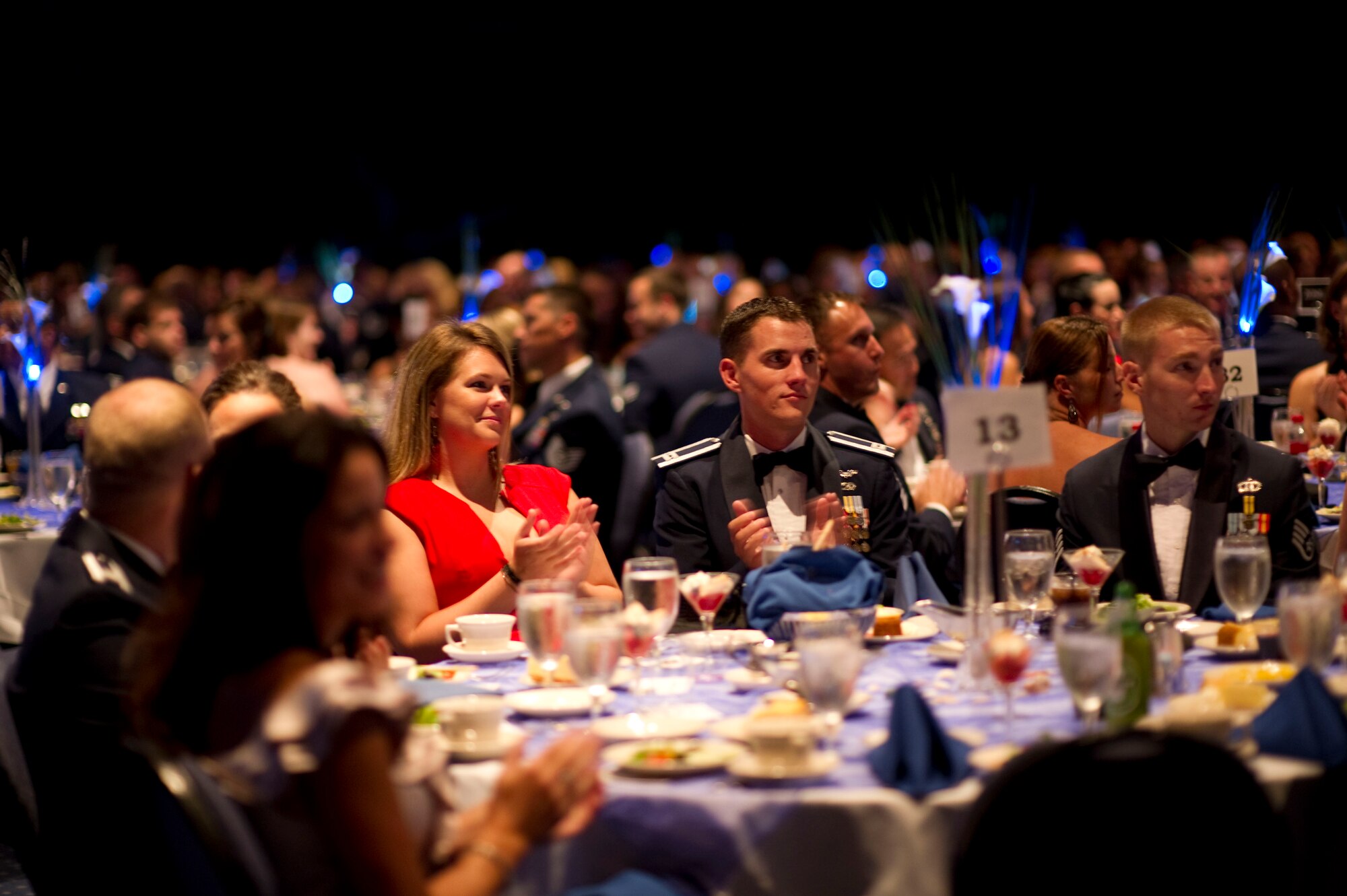 More than 1,200 Airmen and their guests attend the inaugural Hurlburt Ball at the Emerald Coast Conference Center on Okaloosa Island, Fla., Sept. 14, 2012. The event honored the contributions of Hurlburt Airmen throughout the years, with the ball themed "Reflecting on Our Past, Sustaining Our Future." (U.S. Air Force photo / Tech. Sgt. Vanessa Valentine) 
