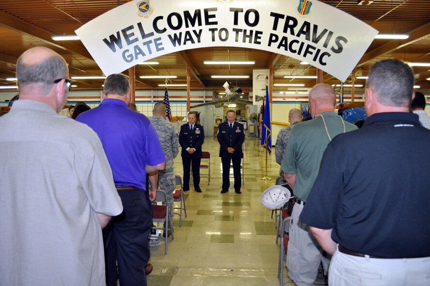 TRAVIS AIR FORCE BASE, Calif. -- After 28 years of service, Master Sgt. Tony Barker was retired from the U.S. Air Force Reserve September 8, 2012 at a ceremony at Travis Air Force Base, California. (Photo by U.S. Air Force Senior Master Sergeant Ellen L. Hatfield)