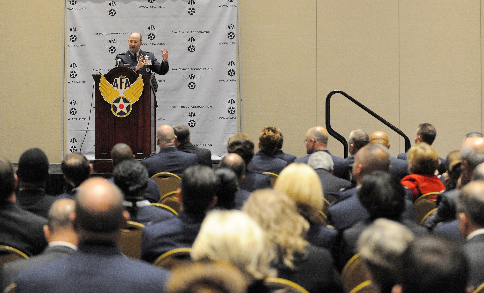 Lt. Gen. James F. Jackson, Chief of Air Force Reserve and commander of Air Force Reserve Command, discusses the Reserves’ vision and strategy during the Air Force Association's Air & Space Conference and Technology Exposition in Washington, D.C., on Sept. 17, 2012.  (U.S. Air Force photo/Scott M. Ash)