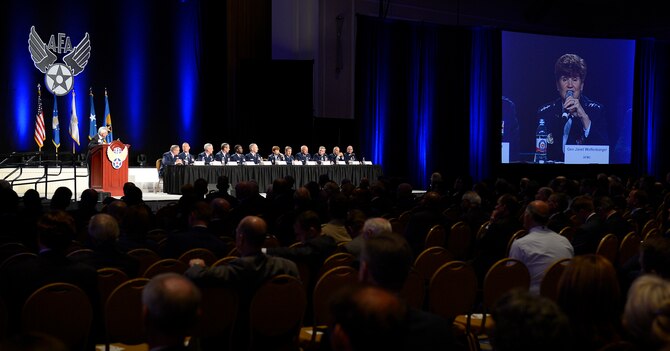 Air Force senior leaders discuss issues affecting the service during a 12-member panel at the Air Force Association's Air and Space Conference and Technology Exposition in Washington, D.C., Sept. 19, 2012.  (U.S. Air Force photo/Scott M. Ash)