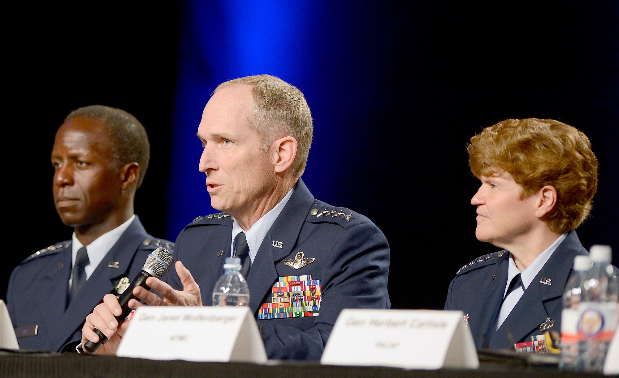 Gen. Mike Hostage, commander of Air Combat Command, talks about issues specific to ACC during a 12-member senior leader panel at the Air Force Association's Air and Space Conference and Technology Exposition in Washington, D.C., Sept. 19, 2012.  (U.S. Air Force photo/Scott M. Ash)