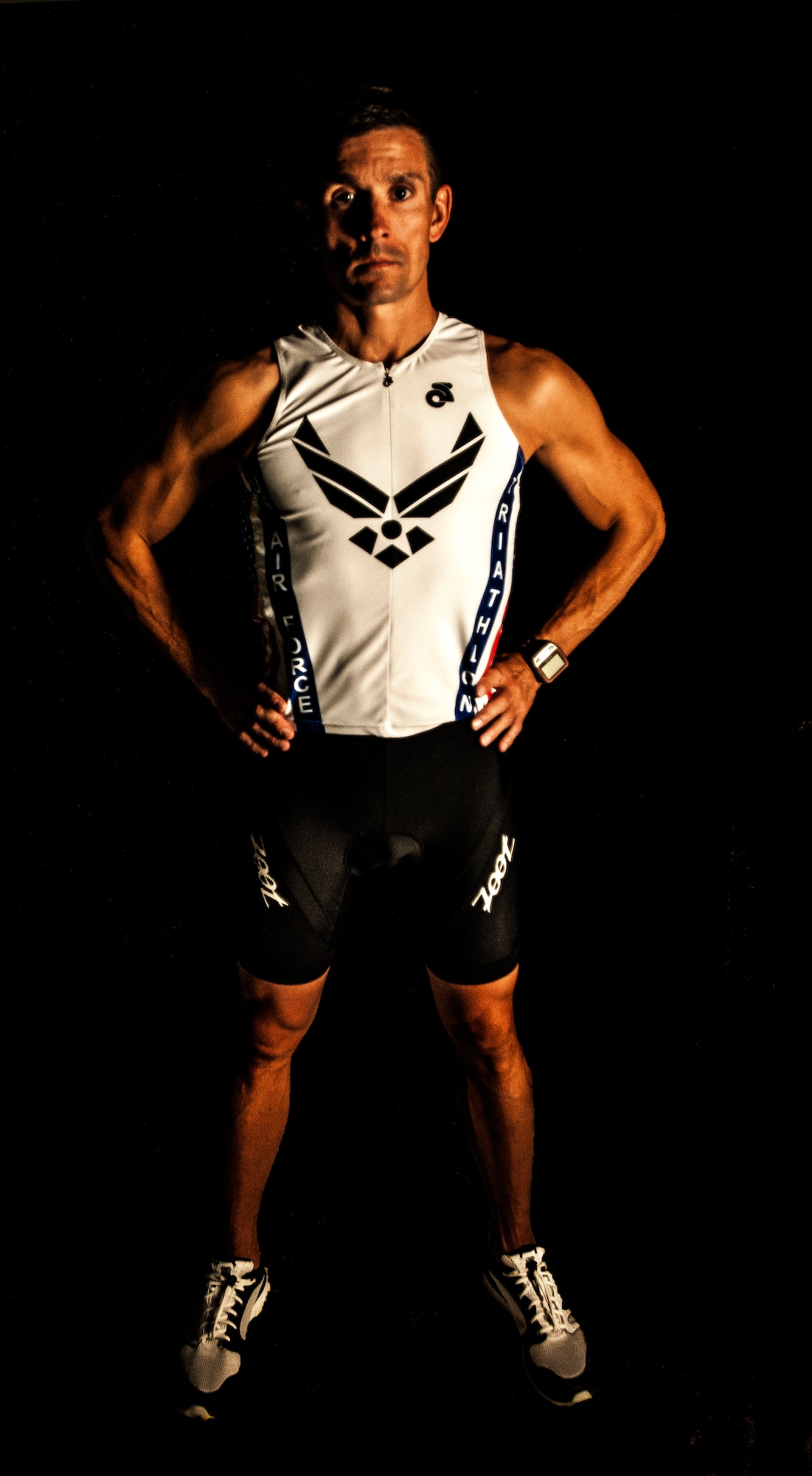 Lieutenant Col. Douglas Soho, 17th Airlift Squadron C-17 Globemaster III pilot, 437th Airlift Wing, competed in the Ironman 70.3 World Championships Sept. 9 in Las Vegas. Soho placed 654th out of more than 1,800 of the world’s best tri-athletes and finished 80th out of more than 200 qualifiers in his age group, 40 to 44, one of the largest age groups in the race. (U.S. Air Force photo/Senior Airman Dennis Sloan)