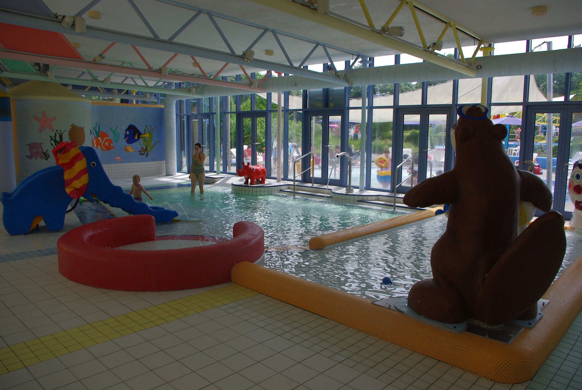 BITBURG, Germany - The Bitburg Cascade has a children's planschbecken or
splash pool with play areas. The size of this pool is about 36 square meters
and the water is about 0.15 to 0.5 meters deep. The temperature is 31 degrees
Celsius. The closest pools to the base can be found in Speicher, Bitburg
and Wittlich. Some hotels in the area will have small pools where entry is
already included in the hotel price. (U.S. Air Force photo by Iris
Reiff/Released)
