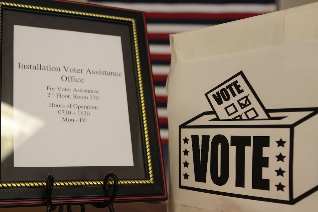 Marines, sailors, civilian Marines and their eligible family members, are encouraged to visit their unit voting officer or the Installation Voter Assistance Office in Building 1160 for additional voting information and materials.