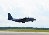 Aircraft #64-0559, an MC-130E Combat Talon I, takes off for the final time from its Duke Field, Fla. home Sept. 18, 2012 moments after it was officially retired from the 919th Special Operations Wing’s inventory.  The aircraft, originally reassigned to Duke in 2000, flew to Kirtland Air Force Base, N.M., where it will be used on the ground as a fuselage trainer for the 58th SOW’s MC-130 schoolhouse. It was the seventh of 14 Duke Talons to retire and amassed more than 22,150 flying hours throughout its 47 years of cumulative Air Force service.    (Courtesy photo)   