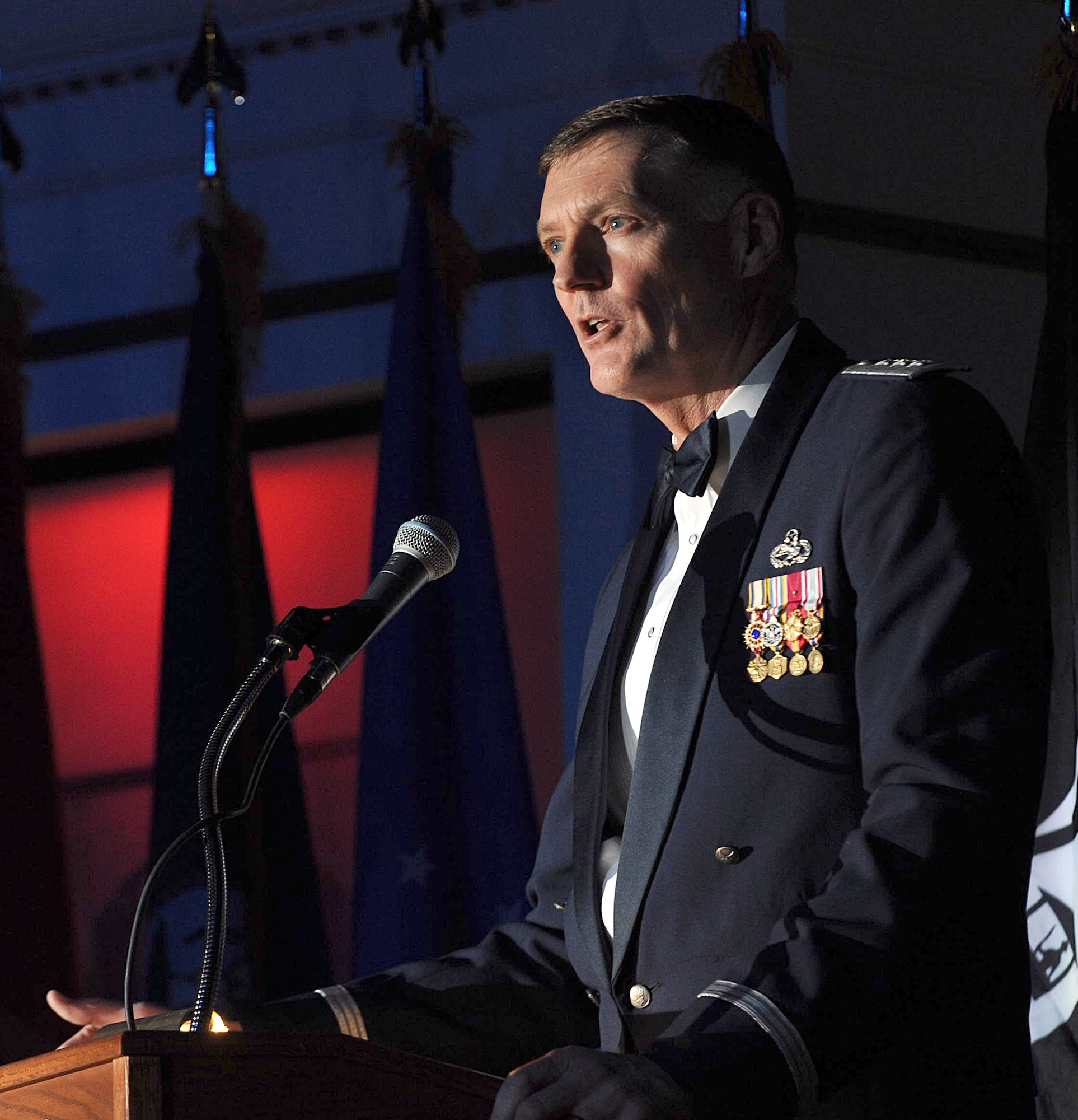 Headquarters Air Force Material Command Vice Commander, Lt. Gen. Andrew Busch, delivers the keynote address. (U.S. Air Force photo/ Tommie Horton)