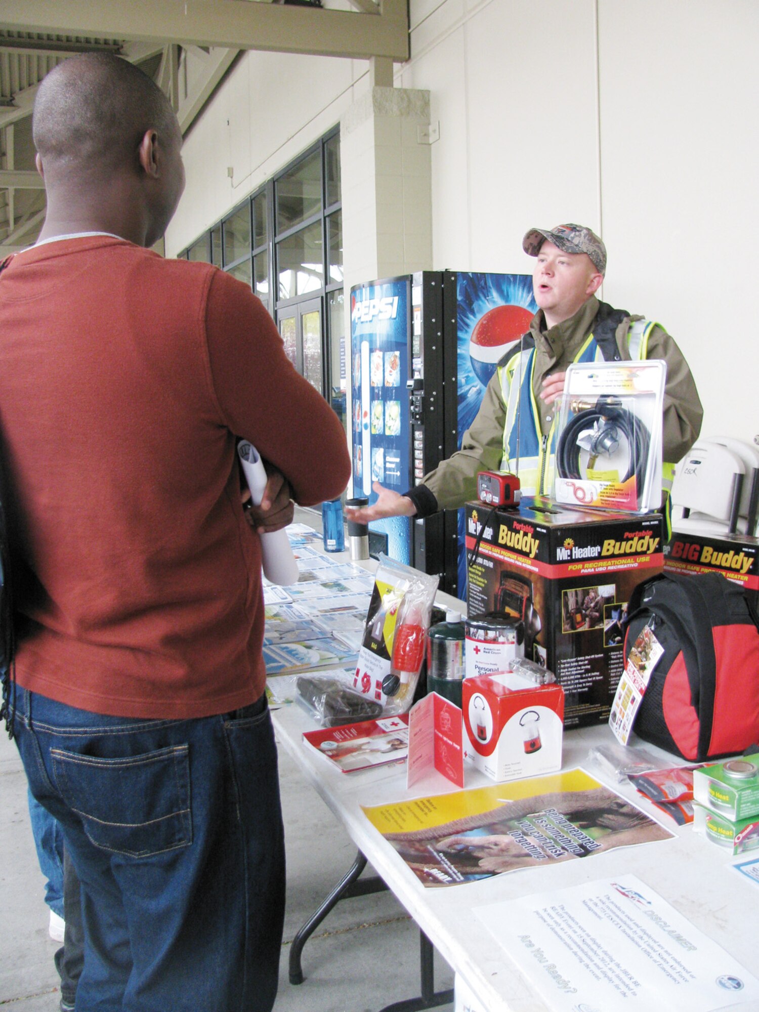 Ideas of things to have on hand in case of emergencies were a large part of the fair. (U.S. Air Force photo/Senior Airman Kelly LaSaine)