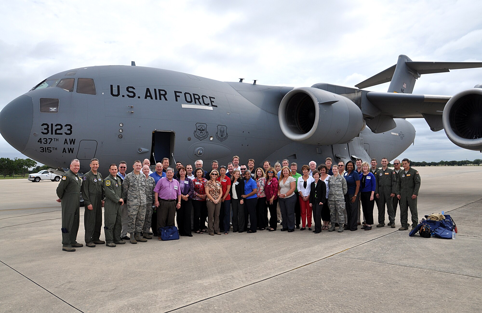 Honorary commanders and civic leaders from Joint Base Charleston, S.C., received a first-hand glimpse into various military missions while on a Civic Leader Tour at Joint Base San Antonio, Sept. 14 and 15. Participants flew to San Antonio on a 437th Airlift Wing C-17 Globemaster III, and were accompanied by Col. Richard McComb, 628th Air Base Wing commander and Col. Erik Hansen, 437th AW commander. The honorary commanders and civic leaders toured the 37th Training Wing and attended an Air Force Basic Military Training graduation as well as a few other stops. (U.S. Air Force courtesy photo)
