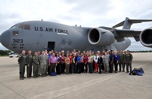 Honorary commanders and civic leaders from Joint Base Charleston, S.C., received a first-hand glimpse into various military missions while on a Civic Leader Tour at Joint Base San Antonio, Sept. 14 and 15. Participants flew to San Antonio on a 437th Airlift Wing C-17 Globemaster III, and were accompanied by Col. Richard McComb, 628th Air Base Wing commander and Col. Erik Hansen, 437th AW commander. The honorary commanders and civic leaders toured the 37th Training Wing and attended an Air Force Basic Military Training graduation as well as a few other stops. (U.S. Air Force courtesy photo)