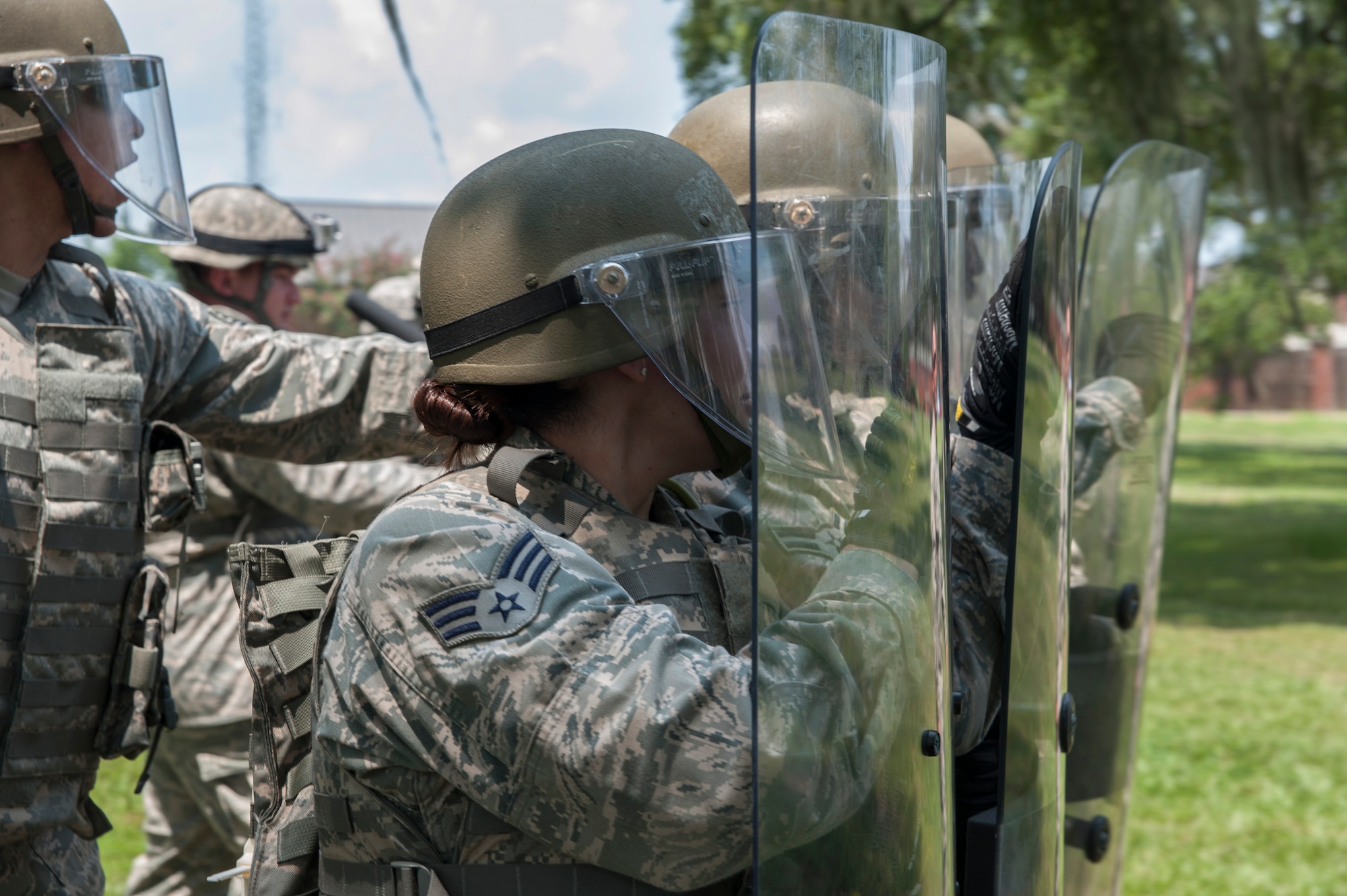 The 628th Security Forces Squadron recently conducted Riot Control Training at Joint Base Charleston - Air Base, S.C. The training focused on non-lethal crowd control and use of force procedures. (U.S. Air Force photo/ Airman 1st Class Ashlee Galloway)