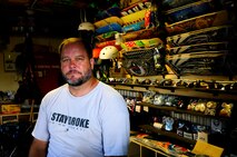 Mike Kays, operator of the Hickam Skate Hangar, Joint Base Pearl Harbor-Hickam, Hawaii, has been working since the mid-1990’s to make the skate park a safe place for people to hangout and learn the art of skateboarding. The converted hangar is the only indoor wooden facility on all the Hawaiian Islands. It also boasts the only wooden keyhole bowls, or empty swimming pool shaped ramps, on Oahu. In addition, it has a 15,000 square foot street course, multiple mini ramps, 12-foot vertical ramp with a 14-foot tombstone connected to a saddle and three-quarter pipe. (U.S. Air Force photo/Staff Sgt. Mike Meares)