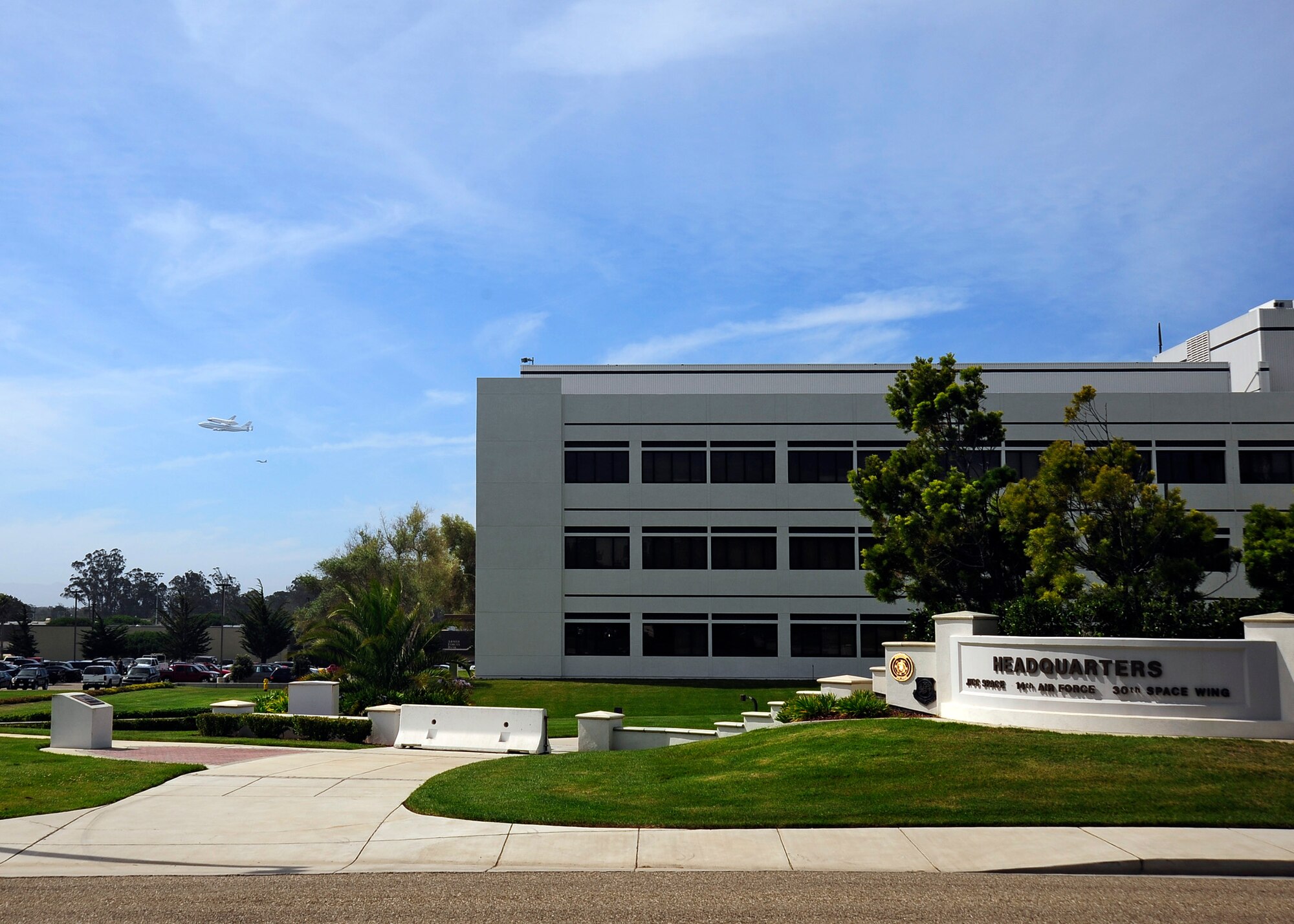VANDENBERG AIR FORCE BASE, Calif. -- The space shuttle Endeavour flies over Vandenberg here Friday, Sept. 21, 2012. The Endeavour was the last shuttle to be built and its last mission was mission STS-134 in May 2011. (U.S. Air Force photo/Michael Peterson)
