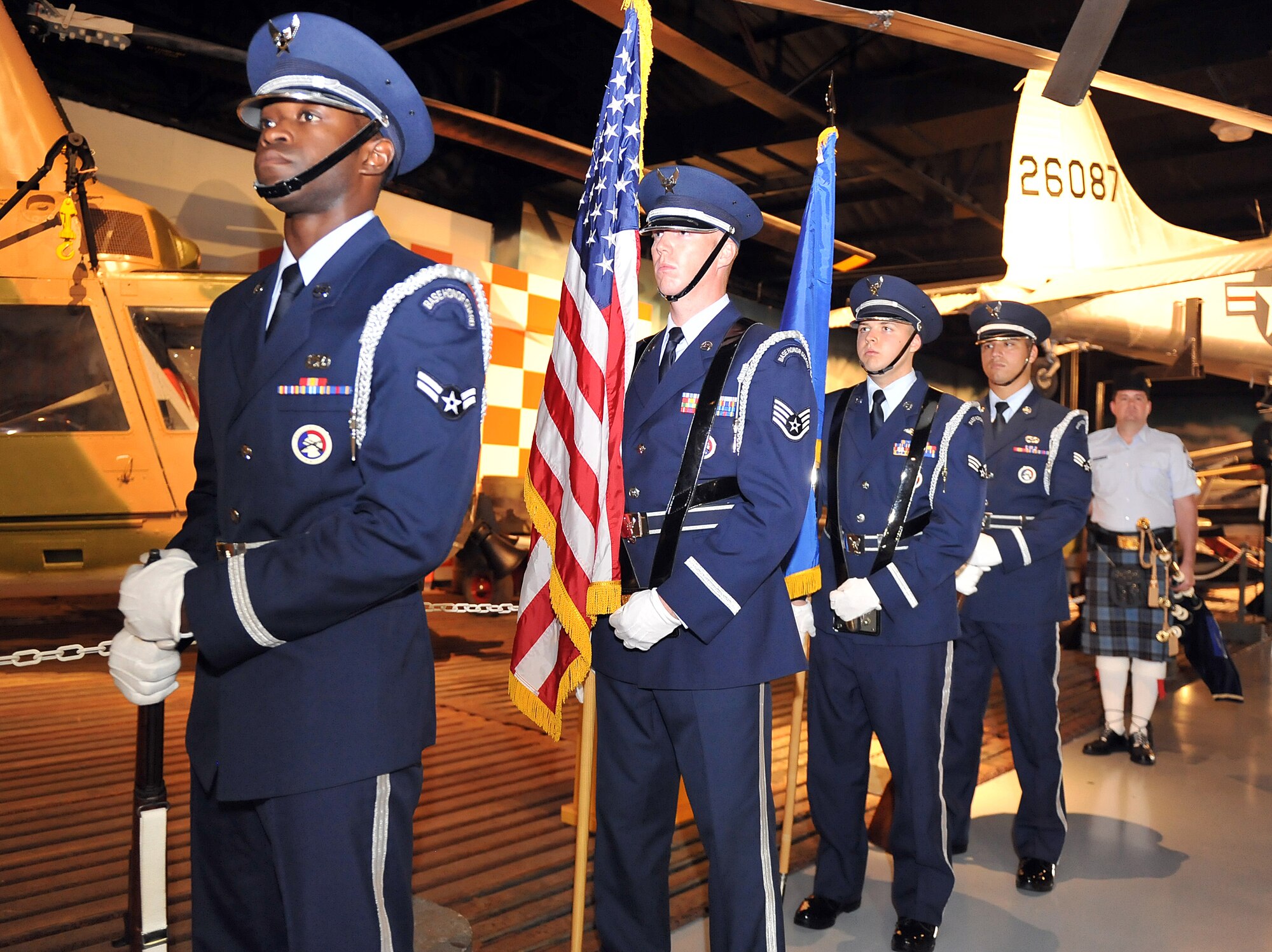 Robins Honor Guard posts the colors atPOW/MIA ceremony Sept. 20 at the Museum of Aviation. (U.S. Air Force photo by Tommie Horton)