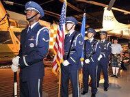 Robins Honor Guard posts the colors atPOW/MIA ceremony Sept. 20 at the Museum of Aviation. (U.S. Air Force photo by Tommie Horton)