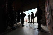 MINOT AIR FORCE BASE, N.D. – Master Sgt. Kyle Andino, 91st Security Forces Group tactical response force team, explains the next scenario to Airmen during training here, Sept. 6. Minot Airmen from both the 5th Bomb Wing and the 91st Missile Wing are participating in this year's Air Force Global Strike Command Global Strike Challenge during the months of June through November to showcase the world's premier bomber and ICBM forces and to recognize outstanding AFGSC personnel and teams.    (U.S. Air Force photo/Senior Airman Brittany Y. Auld))