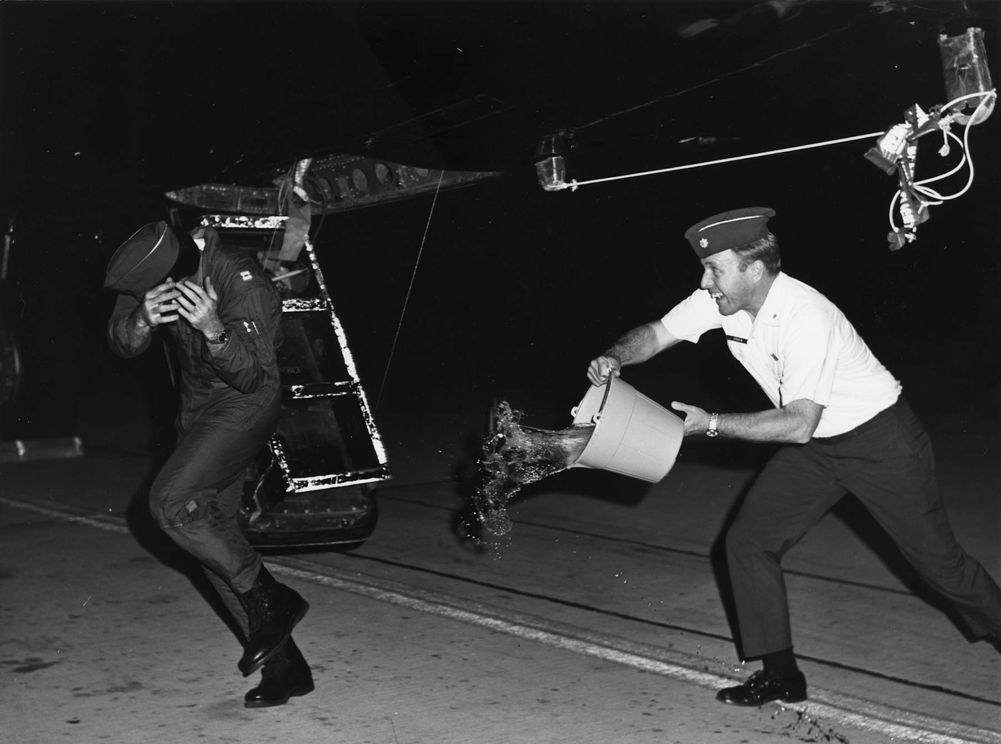 Celebration of Capt. Kenneth Curry’s successful completion of his 100th mission. (U.S. Air Force photo)