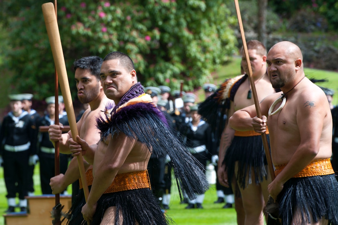 Maori warriors issue U.S. Defense Secretary Leon E. Panetta a wero, or ...