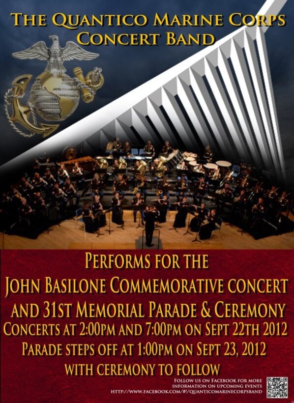 Quantico Marine Corps Concert Band to perform in lieu of 31st John Basilone Memorial Parade, Ceremony 