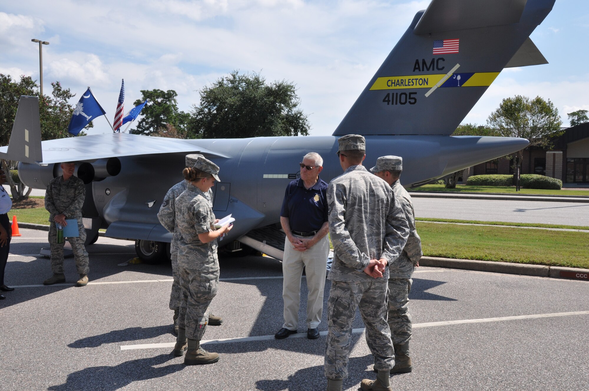 Retired Chief Master Sergeant Robert D. Gaylor, the fifth Chief Master Sergeant of the Air Force from 1977 to 1979, visits with airmen assigned to the 315th Airlift Wing Saturday, Sept. 22, 2012 at Joint Base Charleston, S.C.  CMSgt. Gaylor discusses his service experiences with fellow airmen, providing guidance and advice to the enlisted force.  (U.S. Air Force photo by Senior Airman Bobby Pilch)