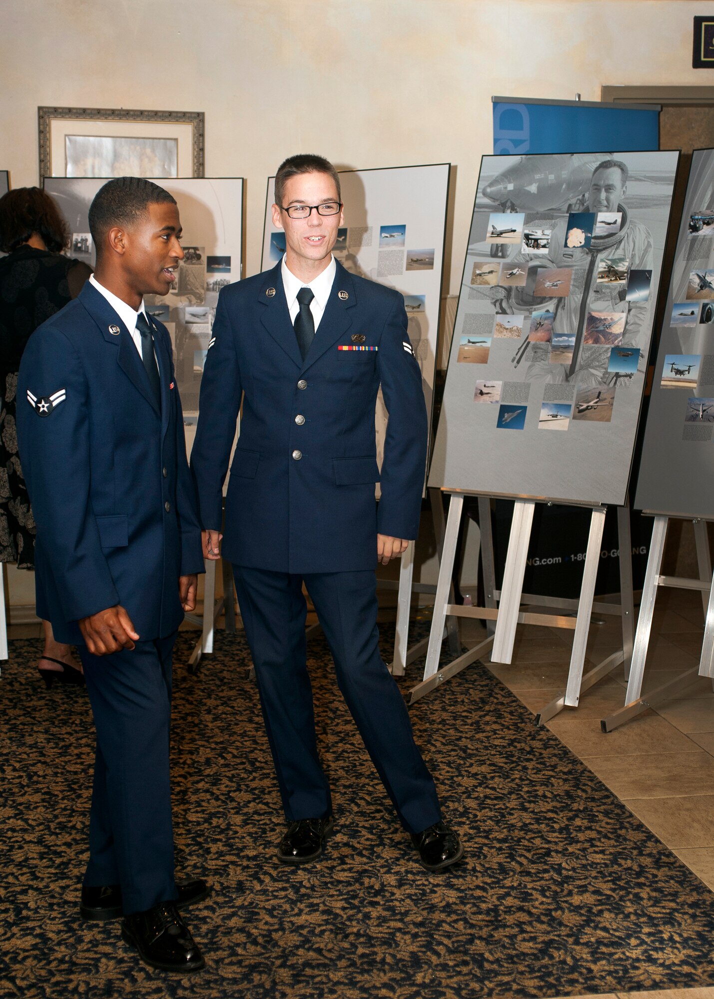 Videos and graphics illustrated the "65 years of transformation" here at Edwards during the Air Force Ball.