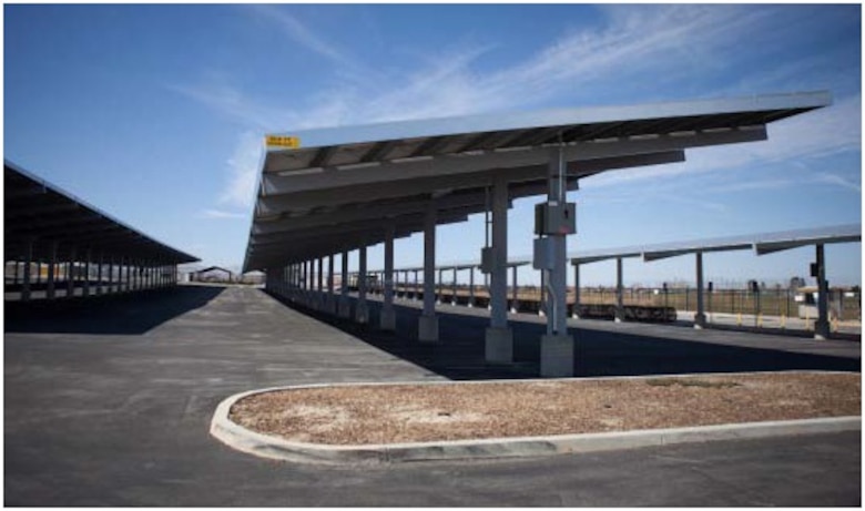 Photovoltaic structures like these will be constructed for U.S. Army Reserve facilities in Sacramento and Garden Grove, Calif.