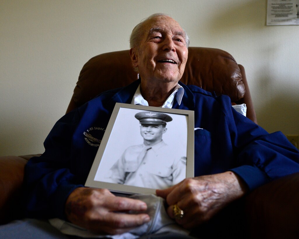 Retired Col. Ralph Parr flew a P-38 Lightning in World War II and an F-86 Sabre during the Korean and Vietnam Wars. He is the only military member to be award the Distinguished Service Cross and the Air Force Cross. (U.S. Air Force photo by Staff Sgt. Vernon Young Jr.)