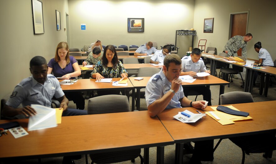 U.S. Air Force Airmen fill out donor information forms and give oral swab samples during Moody’s Bone Marrow Drive at Moody Air Force Base, Ga., Sept. 24, 2012. Participants are registered in the National Bone Marrow Registry and will be contacted if they are matched with a specific patient in need. (U.S. Air Force photo by Senior Airman Douglas Ellis/Released)
