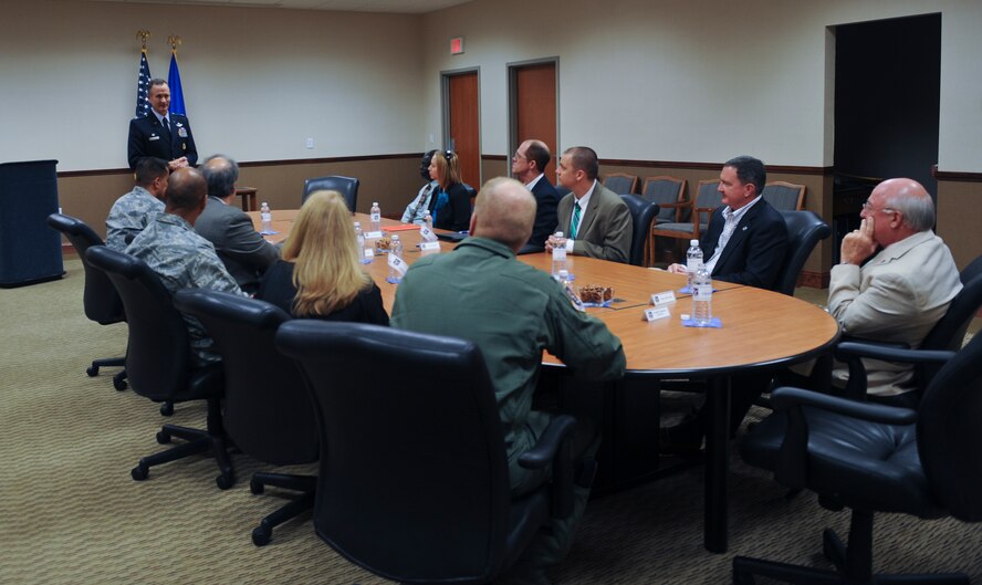 U.S. Air Force Col. Billy Thompson makes a few remarks before signing the Community Planning Month Proclamation at Moody Air Force Base, Ga., Sept. 20, 2012. The proclamation designates October 2012 as Community Planning Month. (U.S. Air Force photo by Airman 1st Class Olivia Dominique/Released)