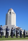 Members of the Joint Base San Antonio-Randolph's Honor Guard provide the 21-gun salute during the POW/MIA Recognition Day ceremony Sept. 21 across from the Taj Mahal.  (U.S. Air Force photo by Melissa Peterson)