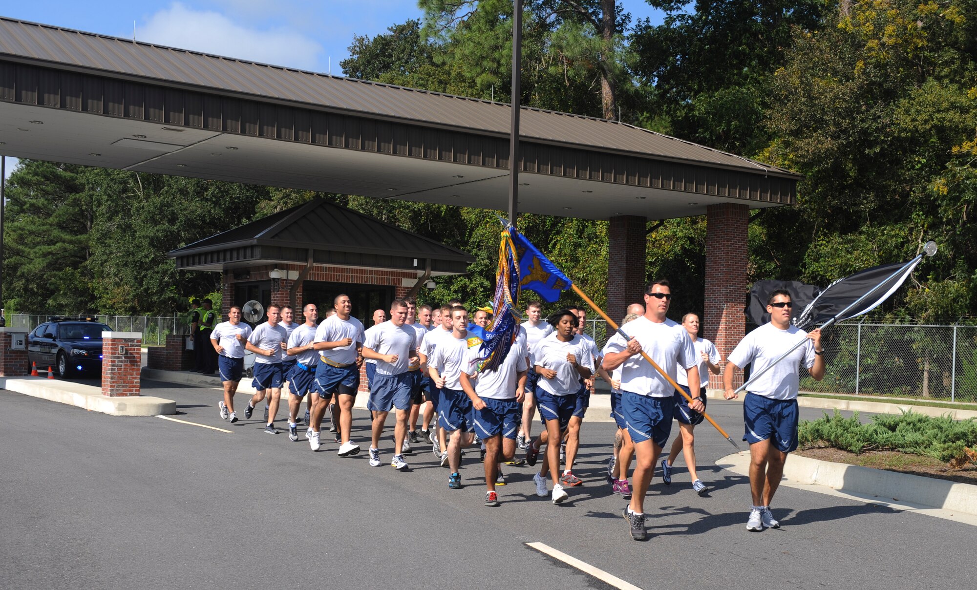 Moody Airmen participate in the 4th annual Tiger-thon run in Valdosta, Ga., Sept. 21, 2012. The 23-mile relay run began on base, continued throughout Valdosta and ended at Moody’s Prisoner of War/Missing in Action Memorial Park. (U.S. Air Force Airman 1st Class Olivia Dominique/Released)