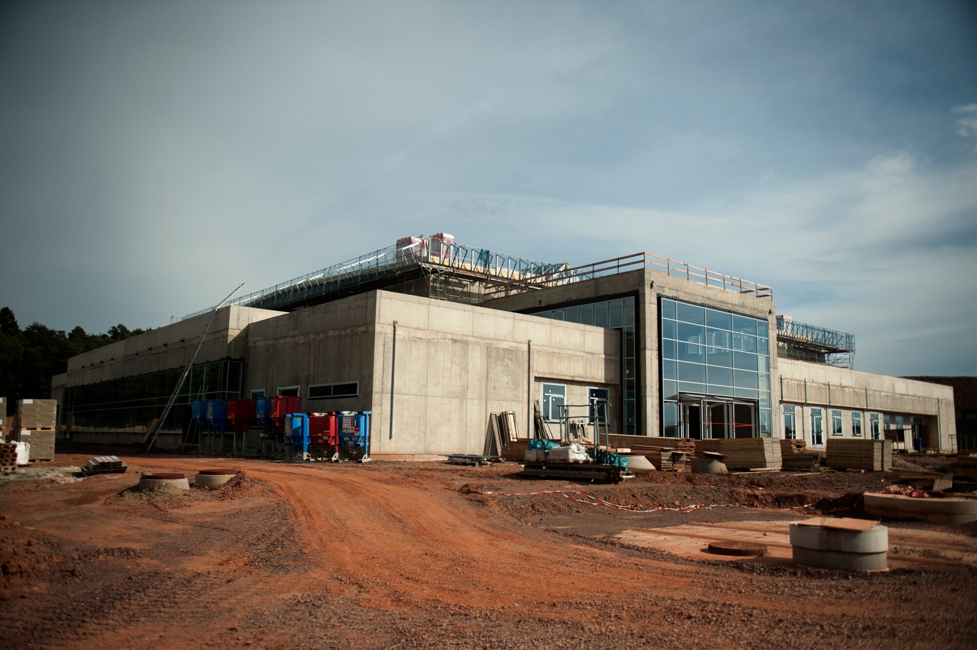 SPANGDAHLEM AIR BASE, Germany – Construction continues on the new fitness center here Sept. 21. The planned completion date for the new fitness center is August 2013. (U.S Air Force photo by Airman 1st Class Gustavo Castillo/Released)