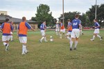 Players from the All-Air Force Soccer team practice Tuesday at Joint Base San Antonio-Lackland. The defending champion Air Force team is preparing to defend it’s Armed Forces Soccer tournament title next week at Camp Pendleton, Calif. (U.S. Air Force photo/Alan Boedeker)