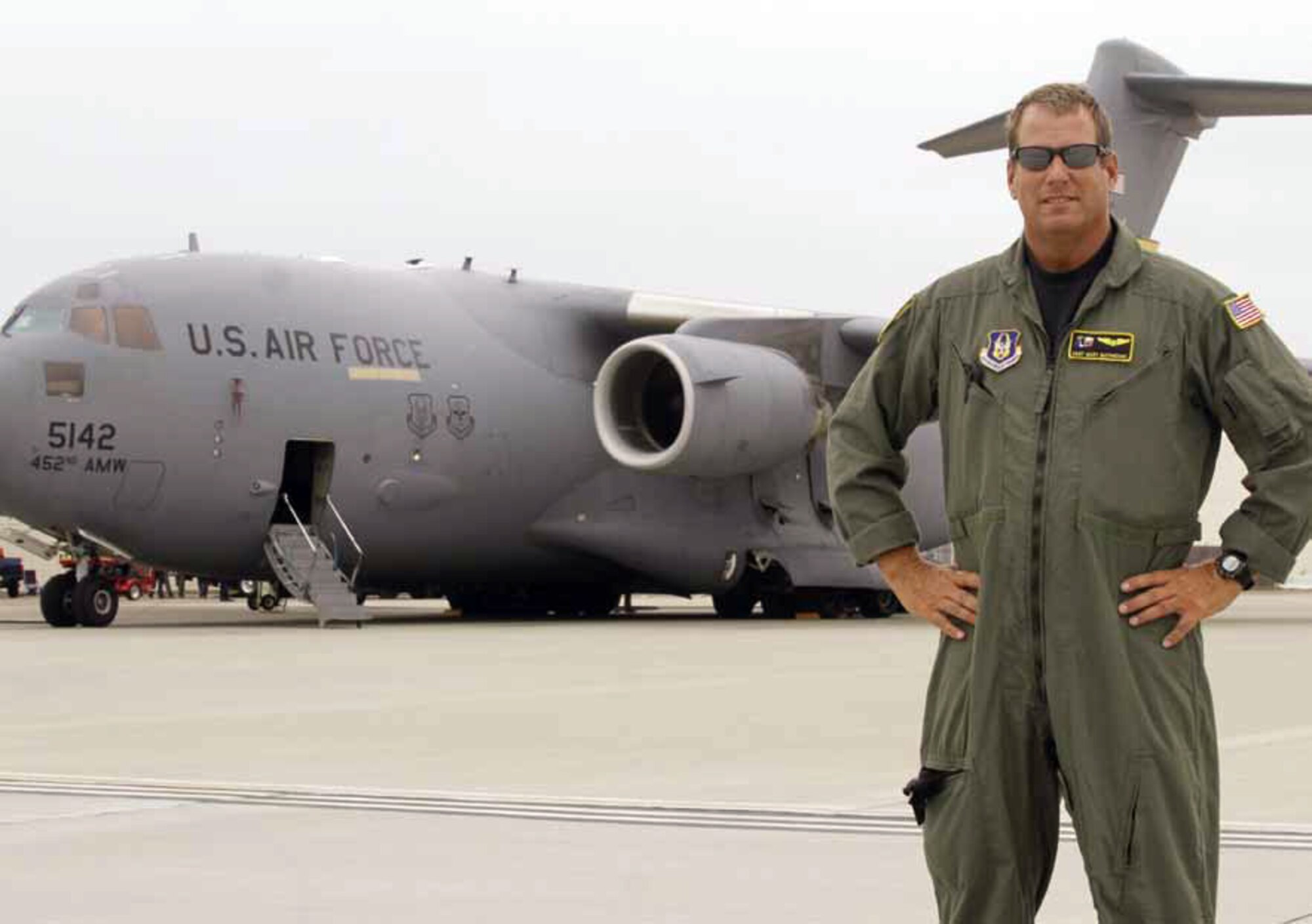 Staff Sgt. Gary Mathieson, 452nd Airlift Control Flight, was involved in a life-saving event during what was supposed to be a fun day at the beach. During Labor Day weekend, Mathieson rescued two inexperienced swimmers from certain injury after being overwhelmed by powerful waves that could have sent them crashing into the rocks which protruded from the beach front. (U.S. Air Force courtesy photo)
