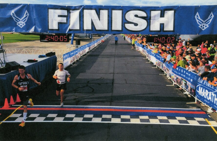 DAYTON, Ohio -- Airman 1st Class Kyle Sturdefant, 5th Aircraft Maintenance Squadron weapons section crew chief, recently competed in the Air Force Marathon, and placed sixth out of 2,233 males who completed the race. Ever since he was a young adolescent he has loved running. Currently, Sturdefant runs 60 to 80 miles per week on average. (Courtesy photo)

