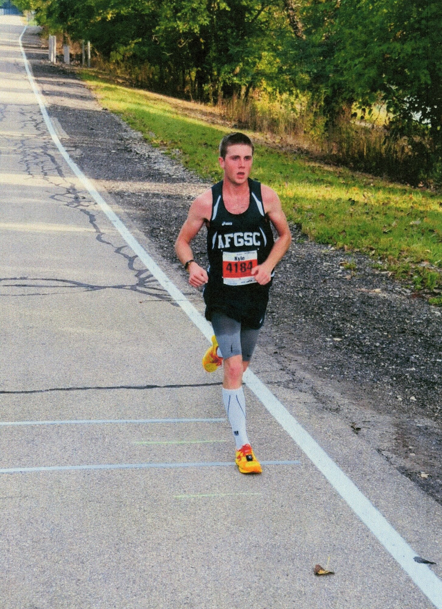 DAYTON, Ohio -- Airman 1st Class Kyle Sturdefant, 5th Aircraft Maintenance Squadron weapons section crew chief, recently competed in the Air Force Marathon, and placed sixth out of 2,233 males who completed the race. Ever since he was a young adolescent he has loved running. Currently, Sturdefant runs 60 to 80 miles per week on average. (Courtesy photo)

