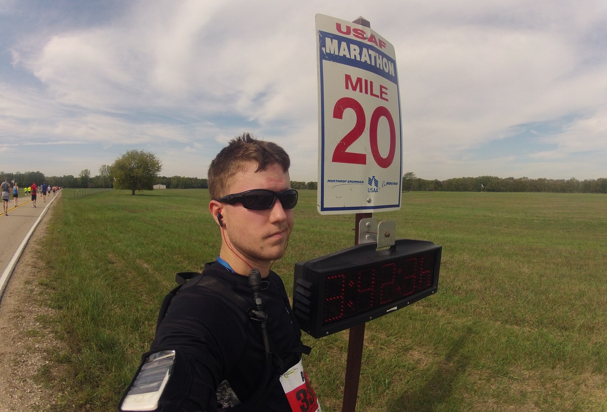 Senior Airman Aaron Peacock, 56th  Component Maintenance Squadron engine mechanic, competed in the 2012 Air Force Marathon in Dayton, Ohio, September 15, 2012.